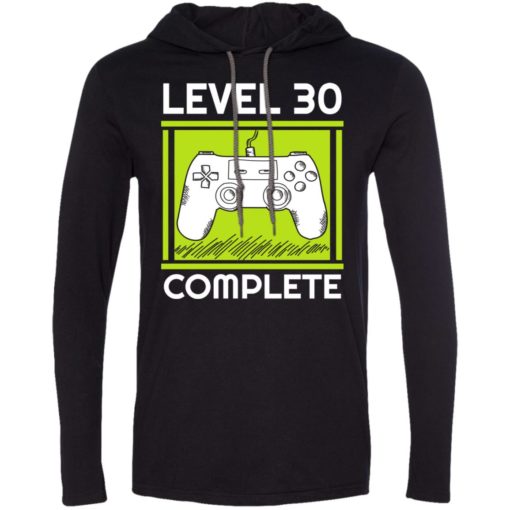 30th birthday gift for gamer video games level 30 complete long sleeve hoodie