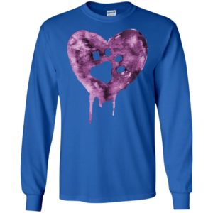 Watercolor heart purple paw mark dog lover puppy gift long sleeve