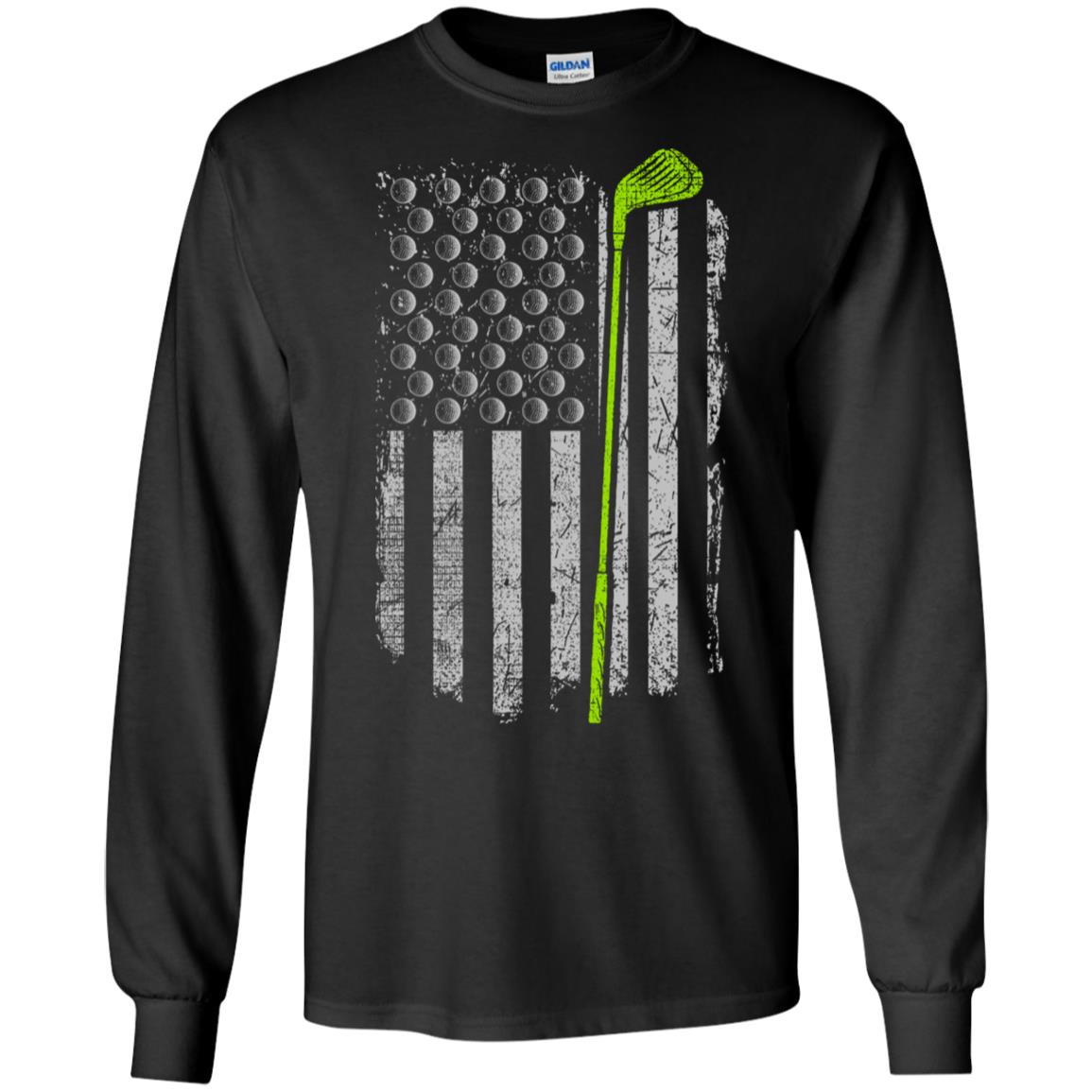 American Flag Golf Gift Funny Golf Apparel Gift For Men Long Sleeve ...