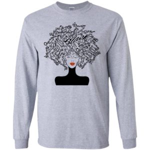 Powerful strong beautiful black woman or queen with art natural hair long sleeve