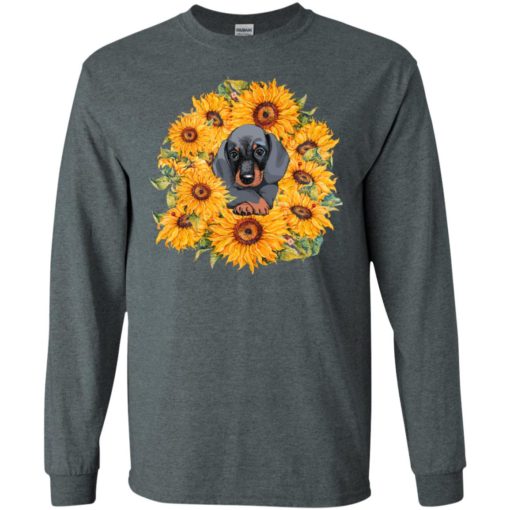 Dachshund in sunflower creative dogs loving puppy long sleeve