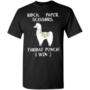 Llama rock paper scissors throat punch i win t-shirt