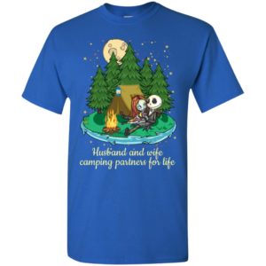 Jack skellington and sally husband and wife camping partners for life t-shirt