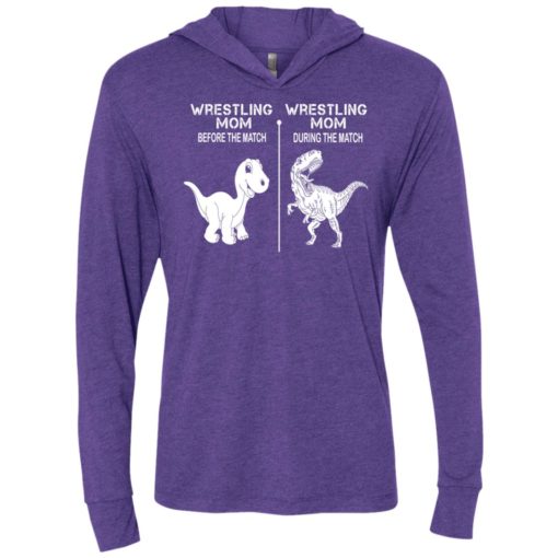Dinosaur wrestling mom before and during the match unisex hoodie