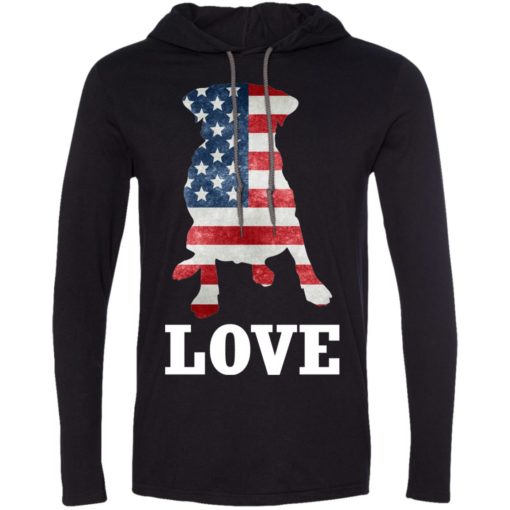 Dog lovers gift patriotic american flag dog long sleeve hoodie