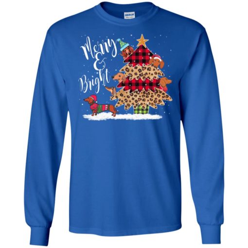 Best dachshund christmas tree merry and bright cute art dog lover long sleeve
