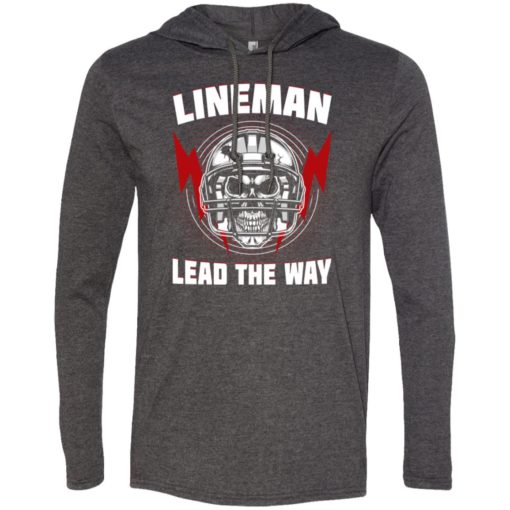 American football lineman shirts lineman lead the way long sleeve hoodie