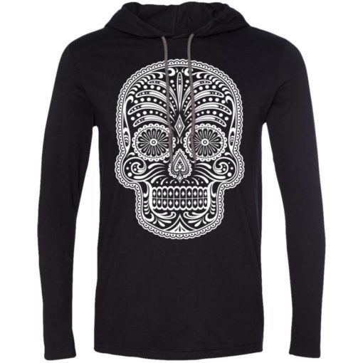 Mexican skull art 5 skeleton face day of the dead dia de los muertos long sleeve hoodie
