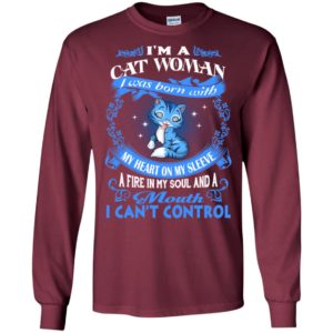 I’m a cat woman i was born with my heart on my sleeve retro cat mom gift long sleeve