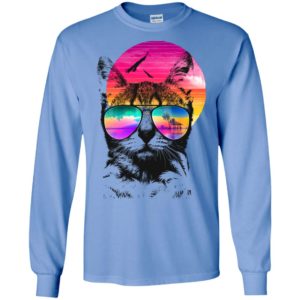 Love cat with sunglasses summer beach rainbow retro long sleeve