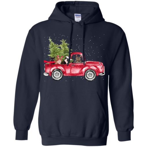Cats ride christmas trees truck noel cat lover big trucks hoodie
