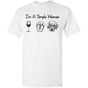 I’m a simple woman wine flip flops puppy dog lover t-shirt