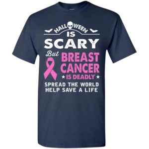 Halloween is scary but breast cancer is deadly gifts t-shirt
