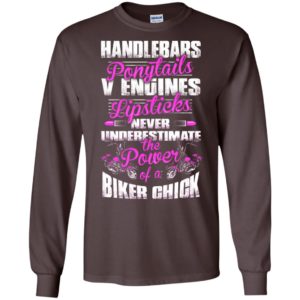 Never underestimate the powder of a biker chick gift for her long sleeve