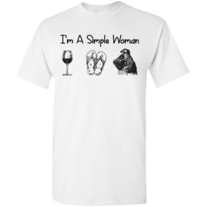 I’m a simple woman wine flip flops boxer dog lover t-shirt