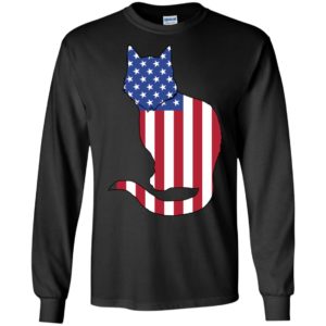 American flag cat art 4th july gift for vets long sleeve
