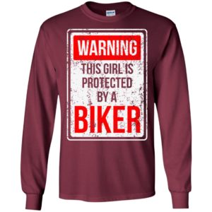 This girl is protected by biker funny biker couple gift long sleeve
