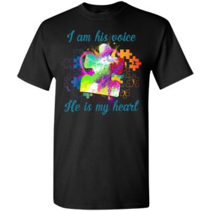 Autism mom i am his voice he is my heart autism awareness t-shirt t-shirt and mug t-shirt