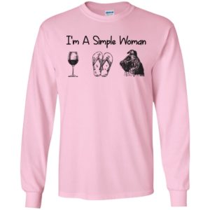 I’m a simple woman wine flip flops boxer dog lover long sleeve