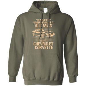 Never underestimate an old man with a chevrolet corvette – vintage car lover gift hoodie