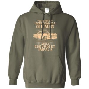 Never underestimate an old man with a chevrolet impala – vintage car lover gift hoodie