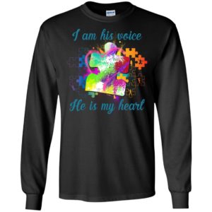 Autism mom i am his voice he is my heart autism awareness t-shirt t-shirt and mug long sleeve