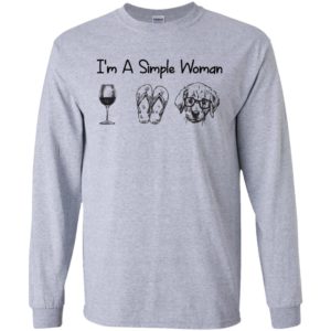 I’m a simple woman wine flip flops puppy dog lover long sleeve
