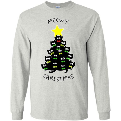 Meowy christmas sweatshirt merry meowy xmas gift for cat lovers long sleeve