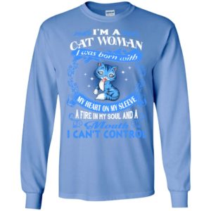 I’m a cat woman i was born with my heart on my sleeve retro cat mom gift long sleeve