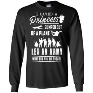 I saved a princess jumped out of a plane funny gamer mario fans long sleeve