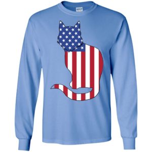 American flag cat art 4th july gift for vets long sleeve