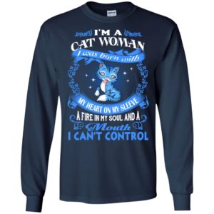 I’m a cat woman i was born with my heart on my sleeve retro cat mom gift long sleeve