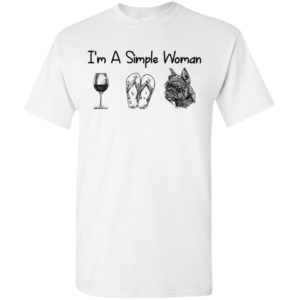 I’m a simple woman wine flip flops schnauzer dog lover t-shirt