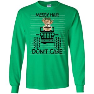 Messy hair cow drives don’t care funny gift for jeep owner farmer long sleeve