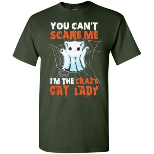 You can’t scare me i’m the crazy cat lady funny halloween cat lover gifts t-shirt
