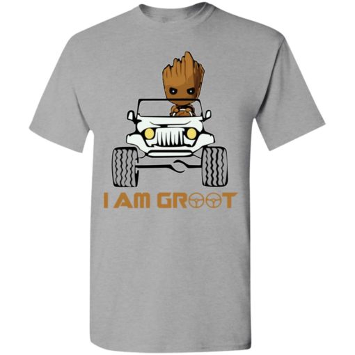 I am groot funny baby groot drives jeep gift t-shirt