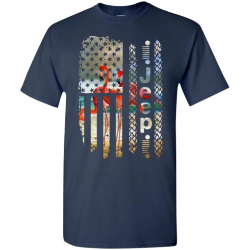 Love jeep flamingos beach and america funny patriot 4th july gift t-shirt