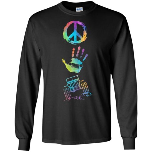 Peace wave hand jeep on funny logo arts jeep driver gift long sleeve