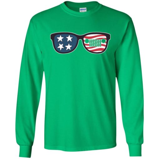 American flag and jeep sunglasses patriotic memorial 4th july gift long sleeve