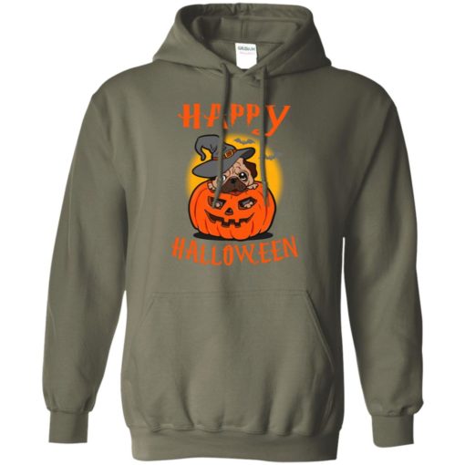 Happy halloween pug with pumpkin funny halloween gift dog lover hoodie