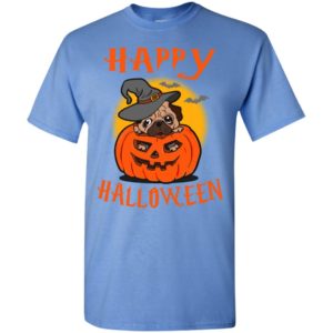 Happy halloween pug with pumpkin funny halloween gift dog lover t-shirt