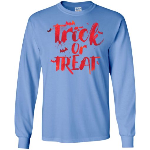 Trick or treat with bats red art funny halloween lover gift long sleeve