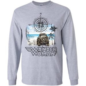 Wander woman with map compass jeep funny roadtrip jeep lady gift long sleeve