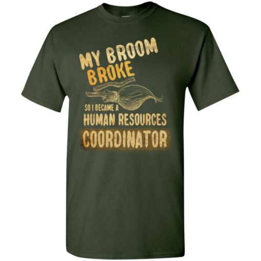 My broom broke so i became a human resources coordinator funny halloween gift t-shirt