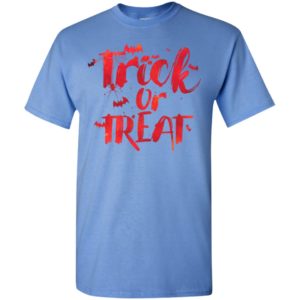 Trick or treat with bats red art funny halloween lover gift t-shirt