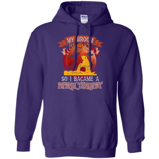 My broom broke so i became a physical therapist funny halloween gift hoodie