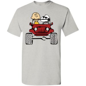 Charlie and snoopy drive jeep funny jeep fan gift t-shirt