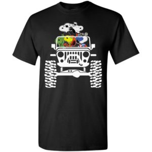 Snoopy avengers drive jeep funny endgame parody movie fans t-shirt