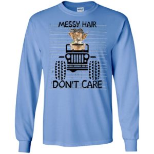 Messy hair cow drives don’t care funny gift for jeep owner farmer long sleeve