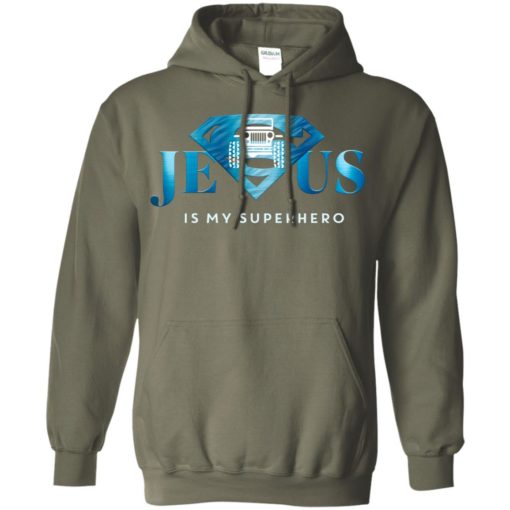 Jesus is my superhero super jeep logo funny christmas jeep lover gift hoodie